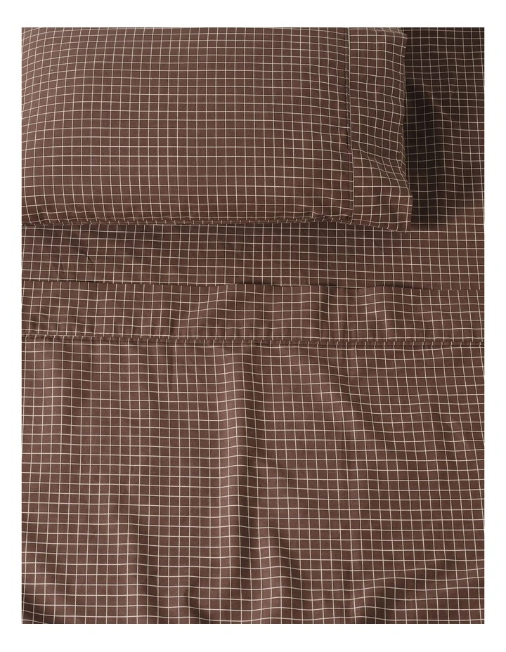 Volley Check Cotton Percale Sheet Set in Chocolate image 2