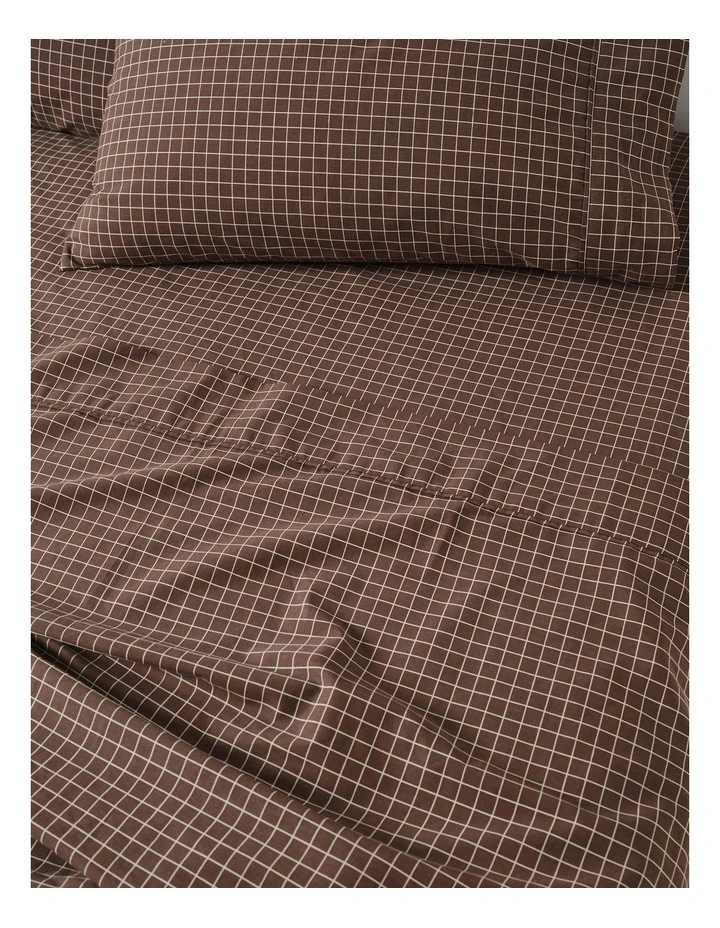 Volley Check Cotton Percale Sheet Set in Chocolate image 3