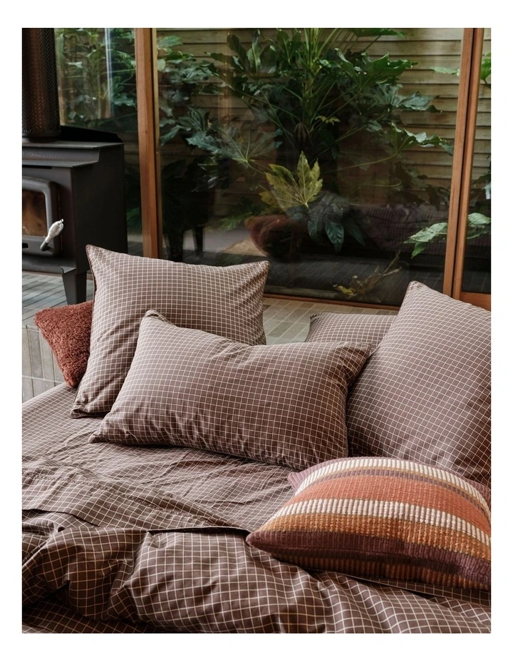 Volley Check Cotton Percale Sheet Set in Chocolate image 5