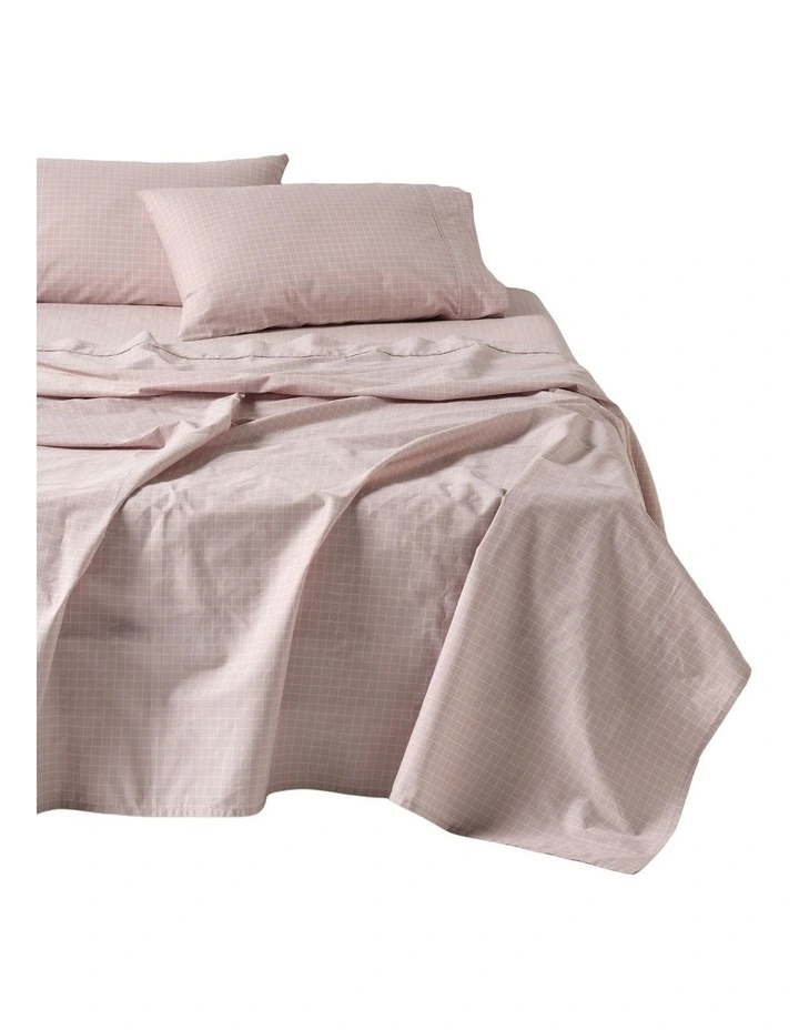 Volley Check Cotton Percale Sheet Set in Orchid image 1