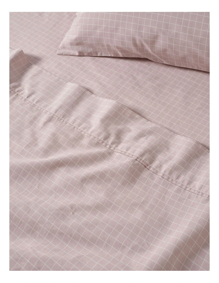 Volley Check Cotton Percale Sheet Set in Orchid image 3