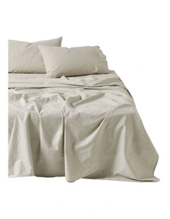 Volley Check Cotton Percale Sheet Set in Pebble