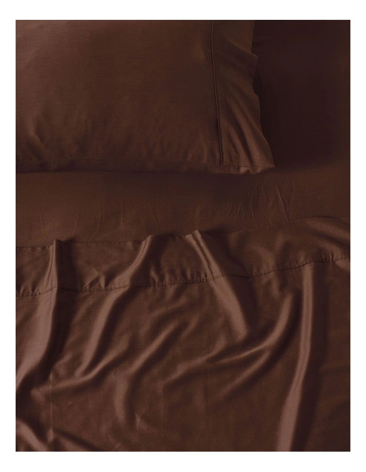 Nara 400TC Bamboo Cotton Sheet Set in Chocolate image 2