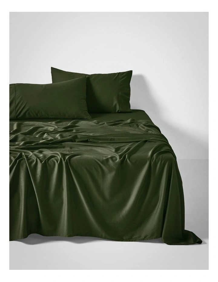 Surf Wash Cotton Sateen Sheet Set 400TC in Fern image 1