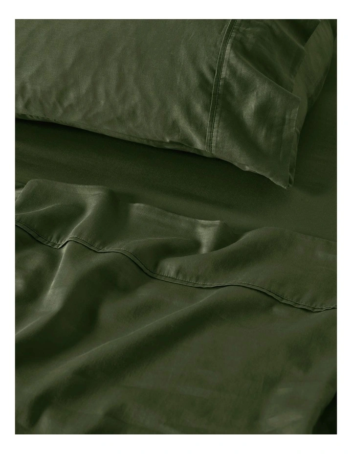 Surf Wash Cotton Sateen Sheet Set 400TC in Fern image 2