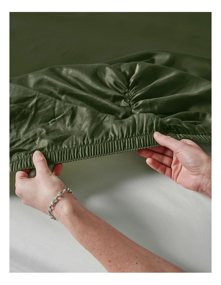 Surf Wash Cotton Sateen Sheet Set 400TC in Fern image 4