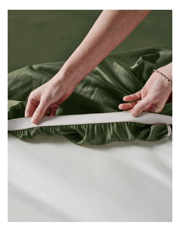 Surf Wash Cotton Sateen Sheet Set 400TC in Fern image 5