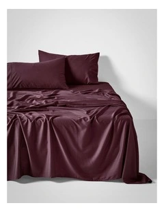 Surf Wash Cotton Sateen Sheet Set 400TC in Plum