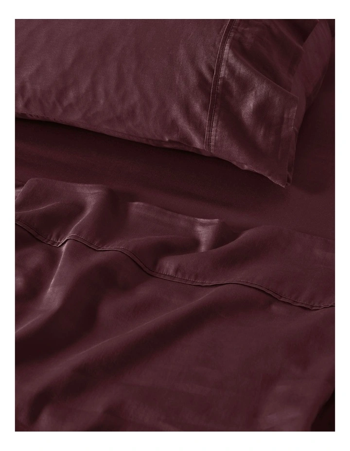 Surf Wash Cotton Sateen Sheet Set 400TC in Plum image 2