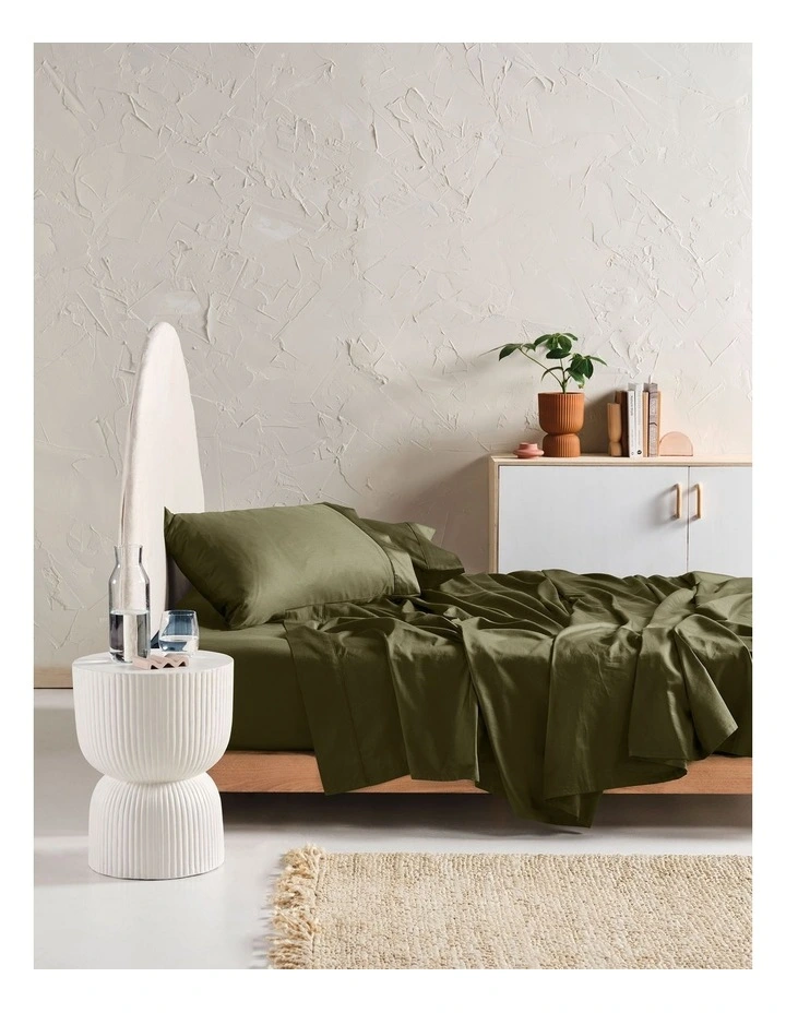 Augusta Cotton Sateen Sheet Set 500TC in Olive image 1