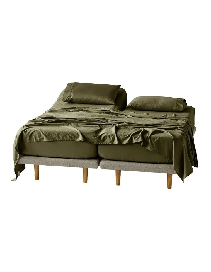 Augusta Cotton Sateen Sheet Set 500TC in Olive image 4