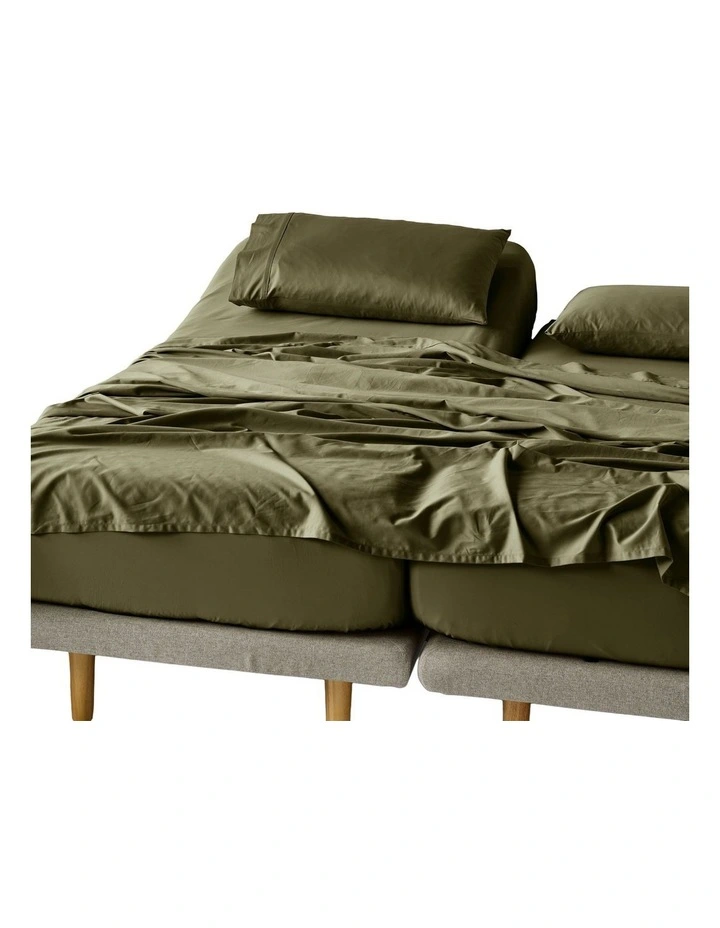 Augusta Cotton Sateen Sheet Set 500TC in Olive image 5