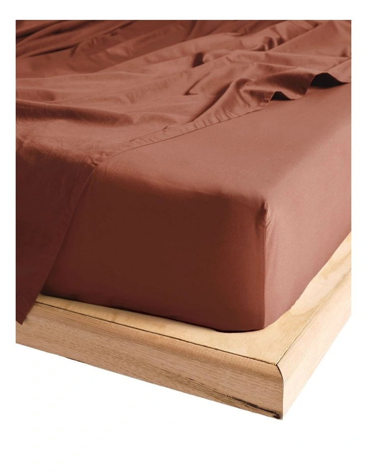 Augusta 500TC Cotton Sateen Fitted Sheet in Brick image 1