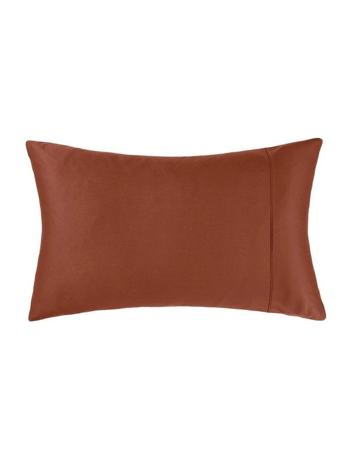Augusta Cotton Sateen Standard Pillowcase 500TC in Brick image 1