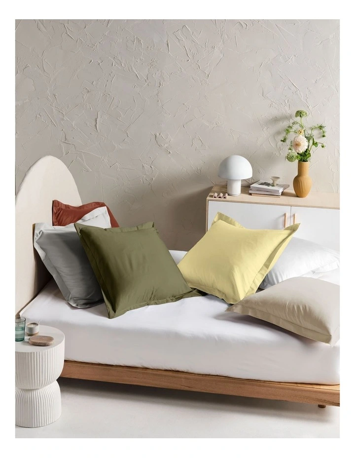 Augusta Cotton Sateen European Pillowcase 500TC in Natural image 2