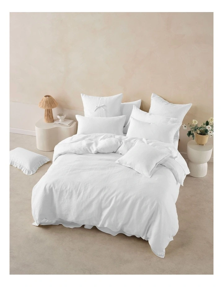 Nimes Washed European Linen King Pillowcase 50x90cm in White image 3