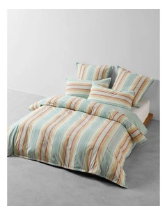 Araminta Cotton Quilt Cover Set In Duck Egg