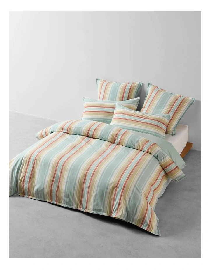 Araminta Cotton Quilt Cover Set In Duck Egg image 1