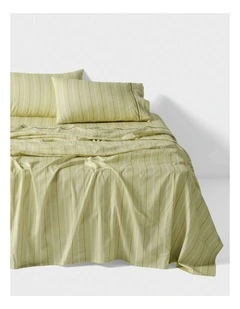Monday Stripe Cotton Sateen Sheet Set In Pear