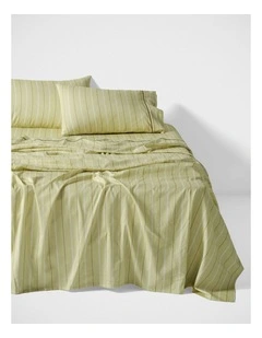 Monday Stripe Cotton Sateen Sheet Set In Pear