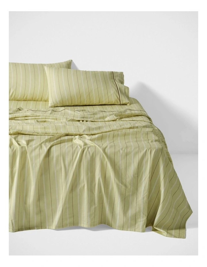 Monday Stripe Cotton Sateen Sheet Set In Pear image 1