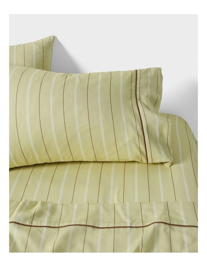 Monday Stripe Cotton Sateen Sheet Set In Pear image 3