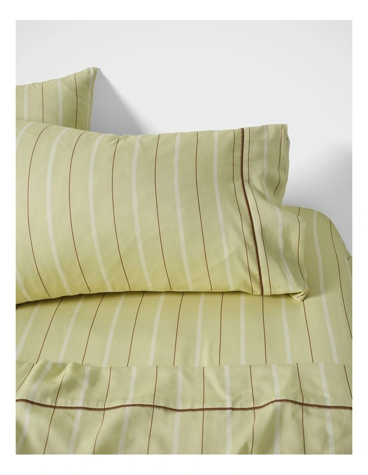 Monday Stripe Cotton Sateen Sheet Set In Pear image 3