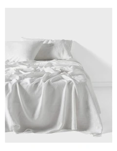 Nimes Washed European Linen Sheet Set in White