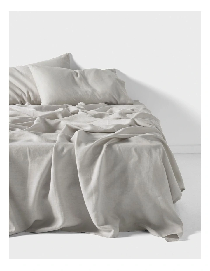 Nimes Washed European Linen Sheet Set In Pale Grey image 1