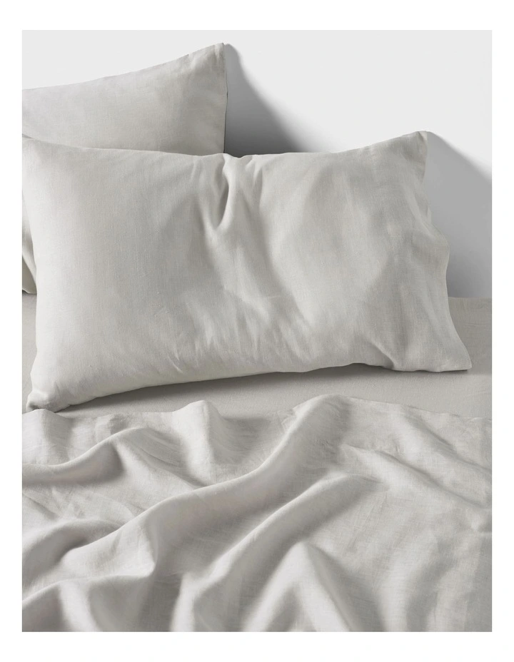 Nimes Washed European Linen Sheet Set In Pale Grey image 2