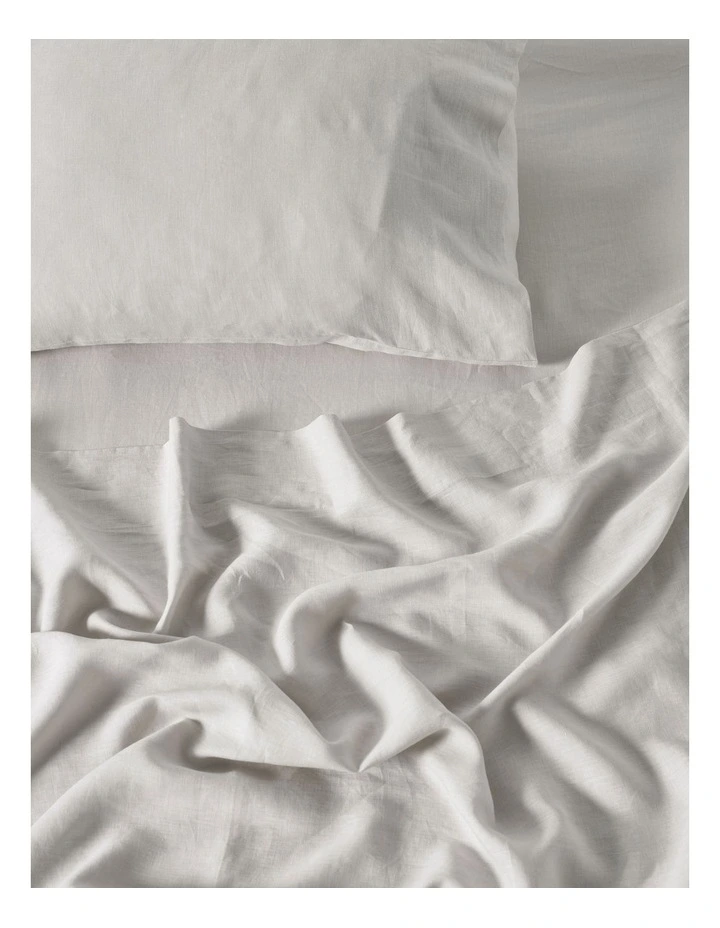 Nimes Washed European Linen Sheet Set In Pale Grey image 3