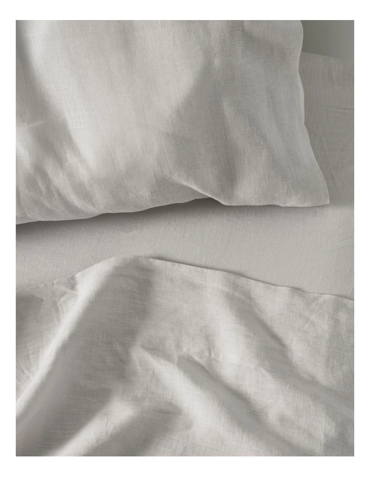 Nimes Washed European Linen Sheet Set In Pale Grey image 4