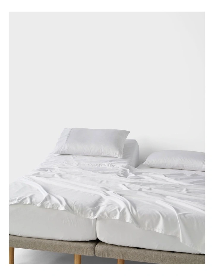 Nara Bamboo Cotton 400TC Sheet Set in White image 5