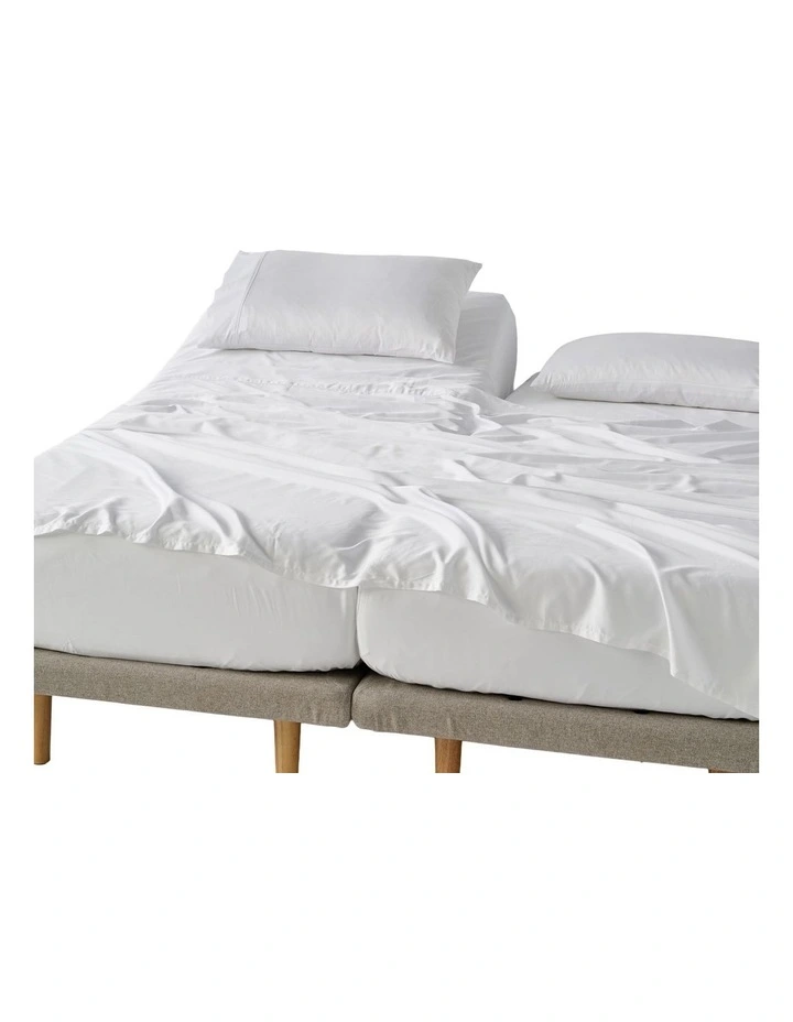 Nara Bamboo Cotton 400TC Sheet Set in White image 5