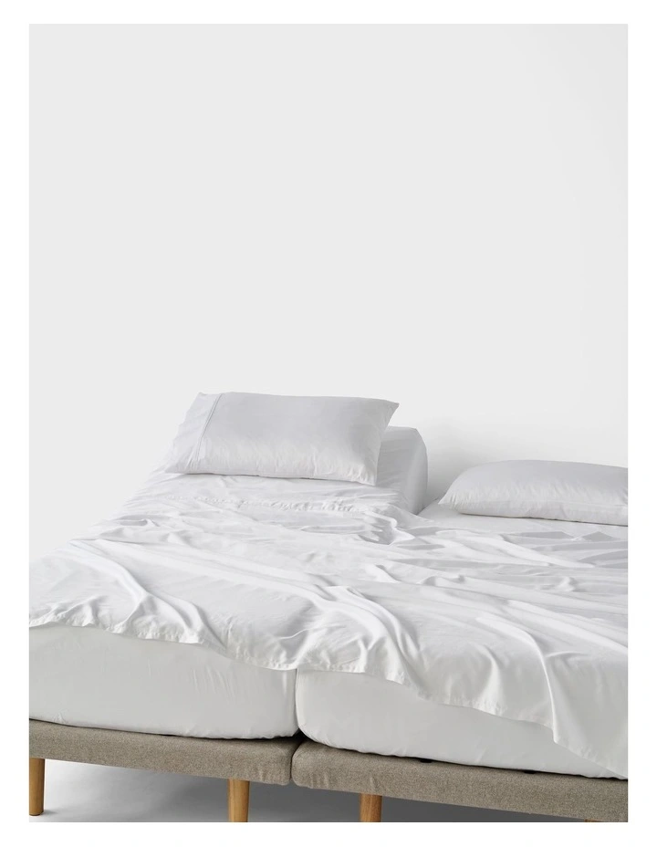 Nara Bamboo Cotton 400TC Sheet Set in White image 5