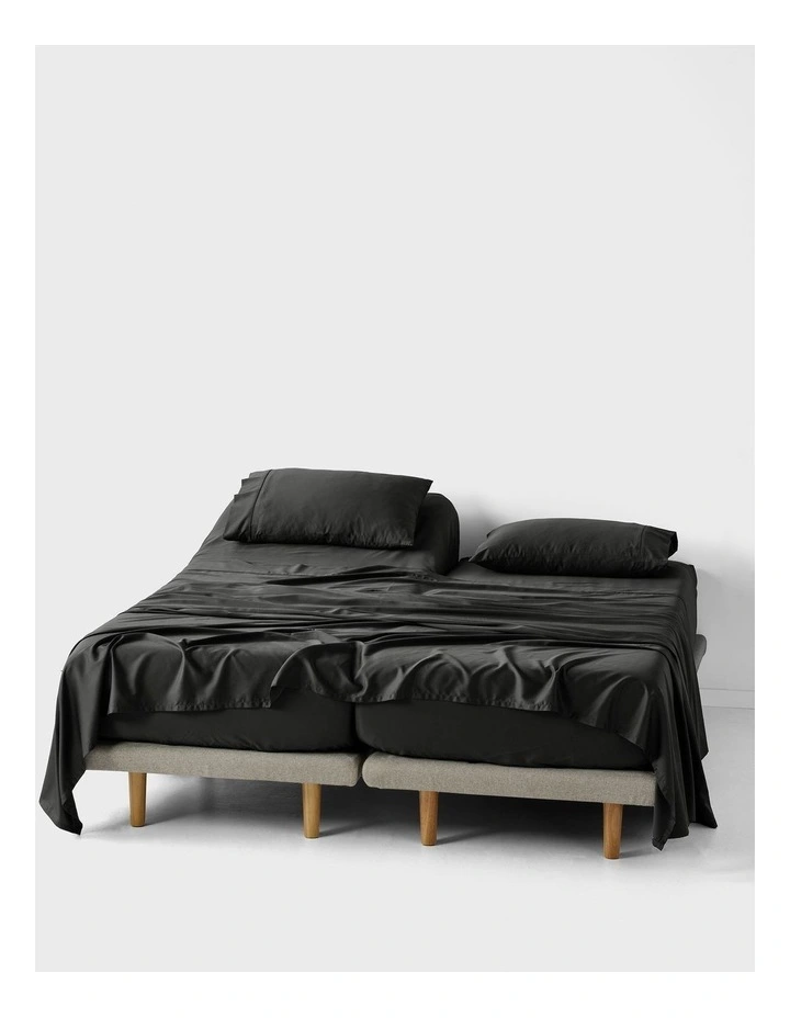 Nara Bamboo Cotton 400TC Sheet Set in Charcoal image 4