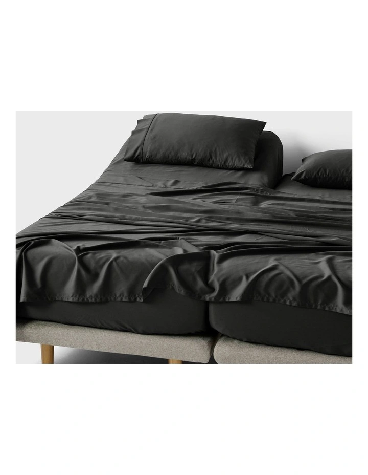 Nara Bamboo Cotton 400TC Sheet Set in Charcoal image 5