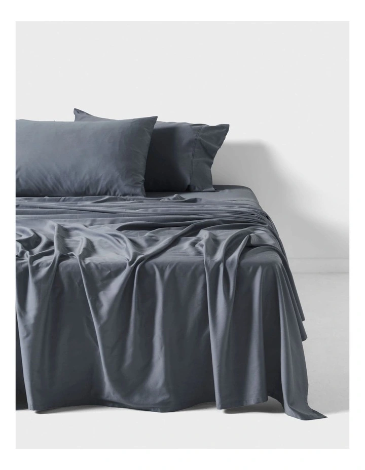 Nara Bamboo Cotton 400TC Sheet Set in Bluestone image 1