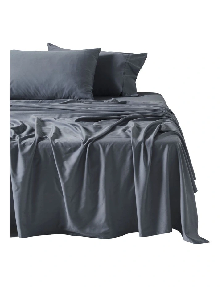 Nara Bamboo Cotton 400TC Sheet Set in Bluestone image 1
