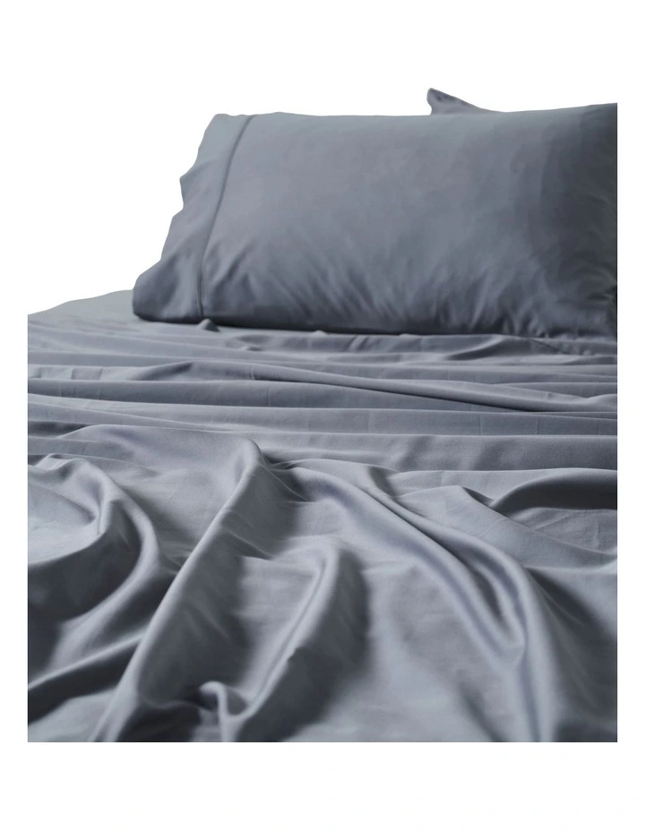 Nara Bamboo Cotton 400TC Sheet Set in Bluestone image 2