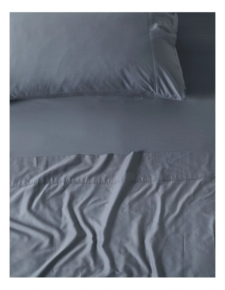 Nara Bamboo Cotton 400TC Sheet Set in Bluestone image 2