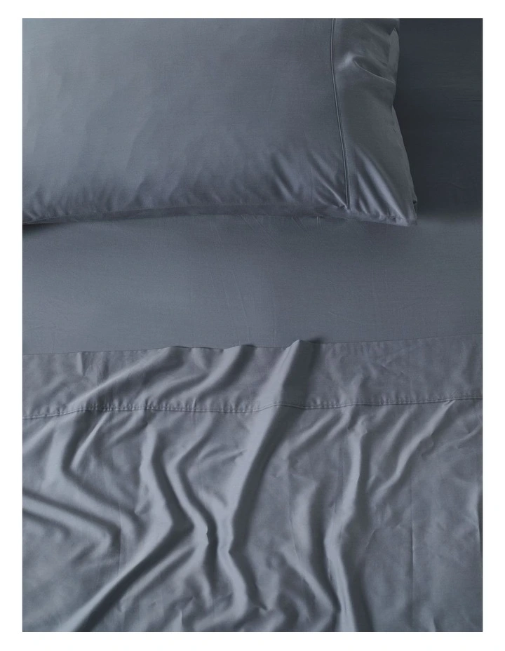 Nara Bamboo Cotton 400TC Sheet Set in Bluestone image 2