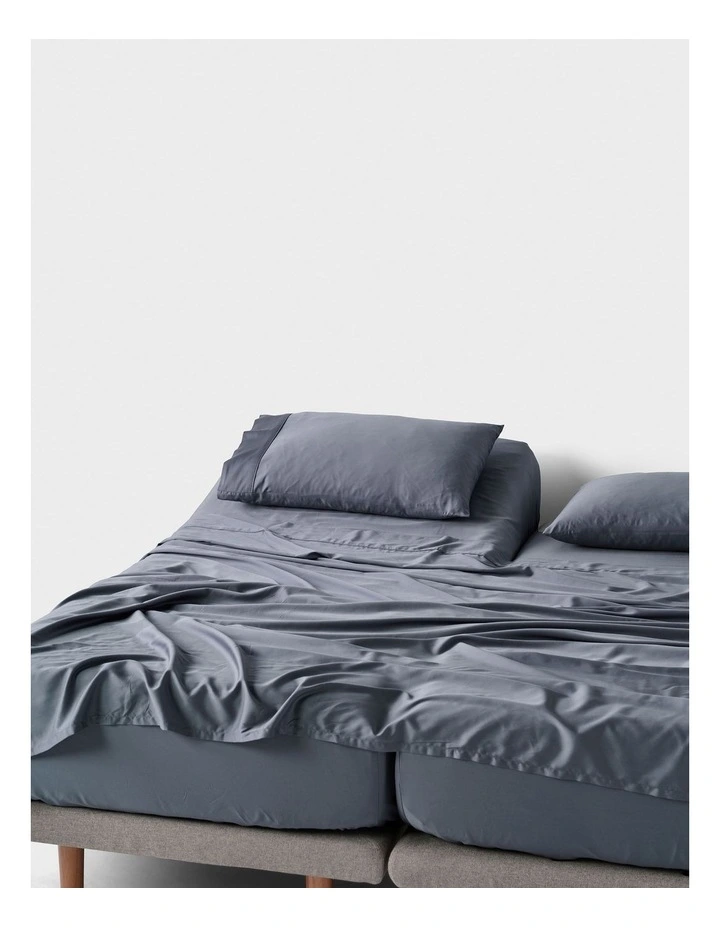 Nara Bamboo Cotton 400TC Sheet Set in Bluestone image 5