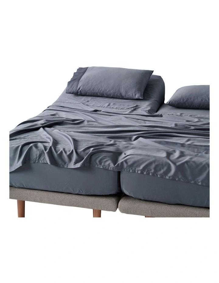 Nara Bamboo Cotton 400TC Sheet Set in Bluestone image 5
