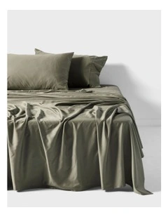 Nara Bamboo Cotton 400TC Sheet Set in Moss