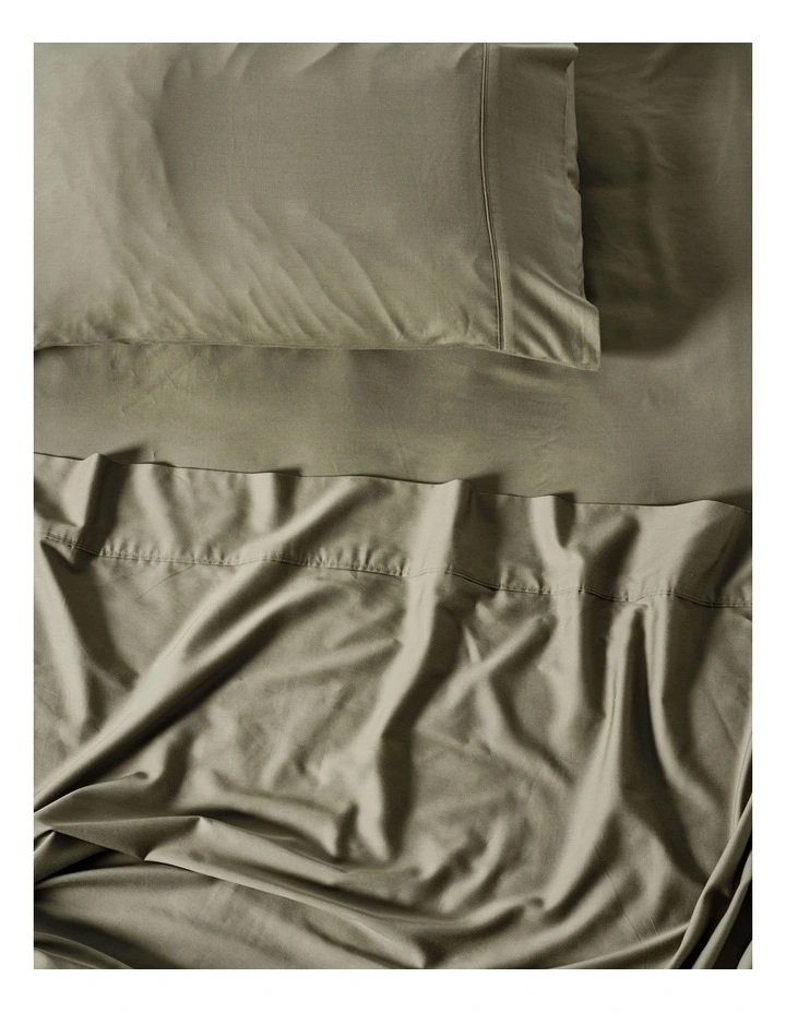 Nara Bamboo Cotton 400TC Sheet Set in Moss image 2