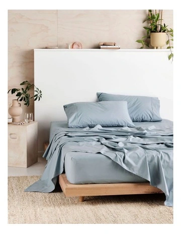 300 Thread Count Cotton Percale 40cm Depth Sheeting In Blue