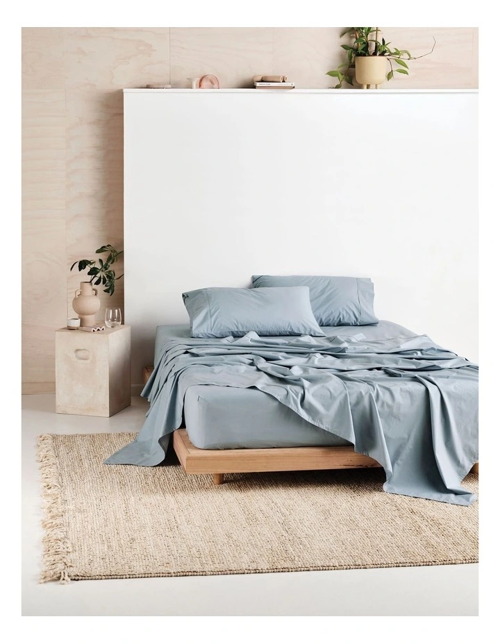 Vienna 300TC Cotton Percale Fitted Sheet 50cm Depth In Blue image 2