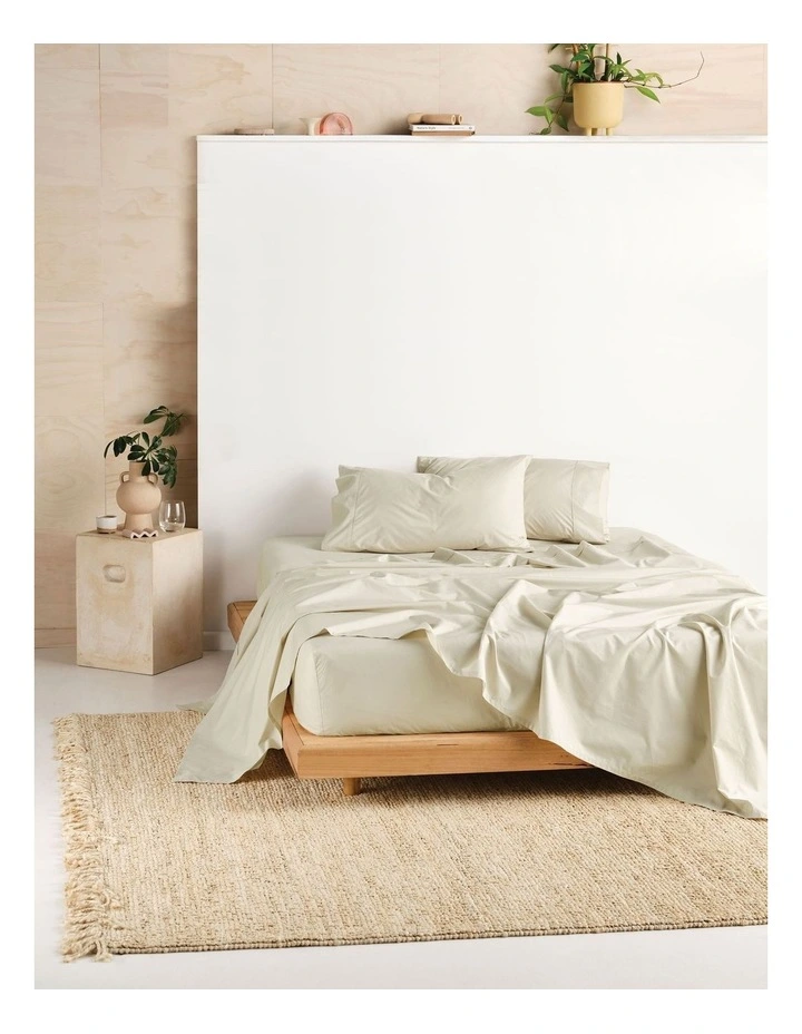 Vienna 300TC Cotton Percale Fitted Sheet 50cm Depth In Linen image 2