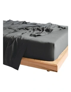 Vienna 300TC Cotton Percale Fitted Sheet 50cm Depth in Charcoal